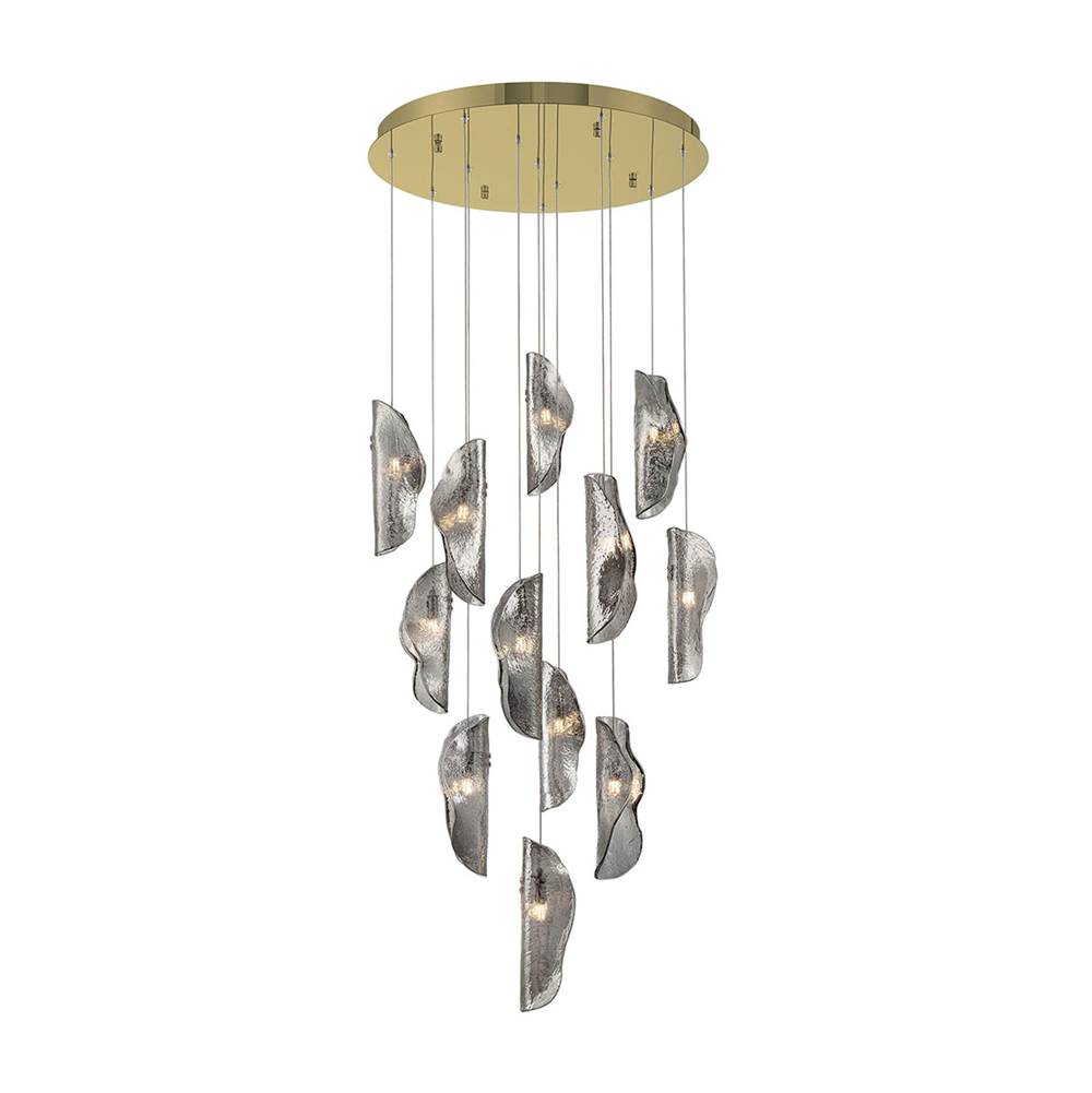Lib&Co 10164-019-07 Gold Sorrento, 12 Light Round Led Chandelier, Smoke, Gold Canopy Image 1
