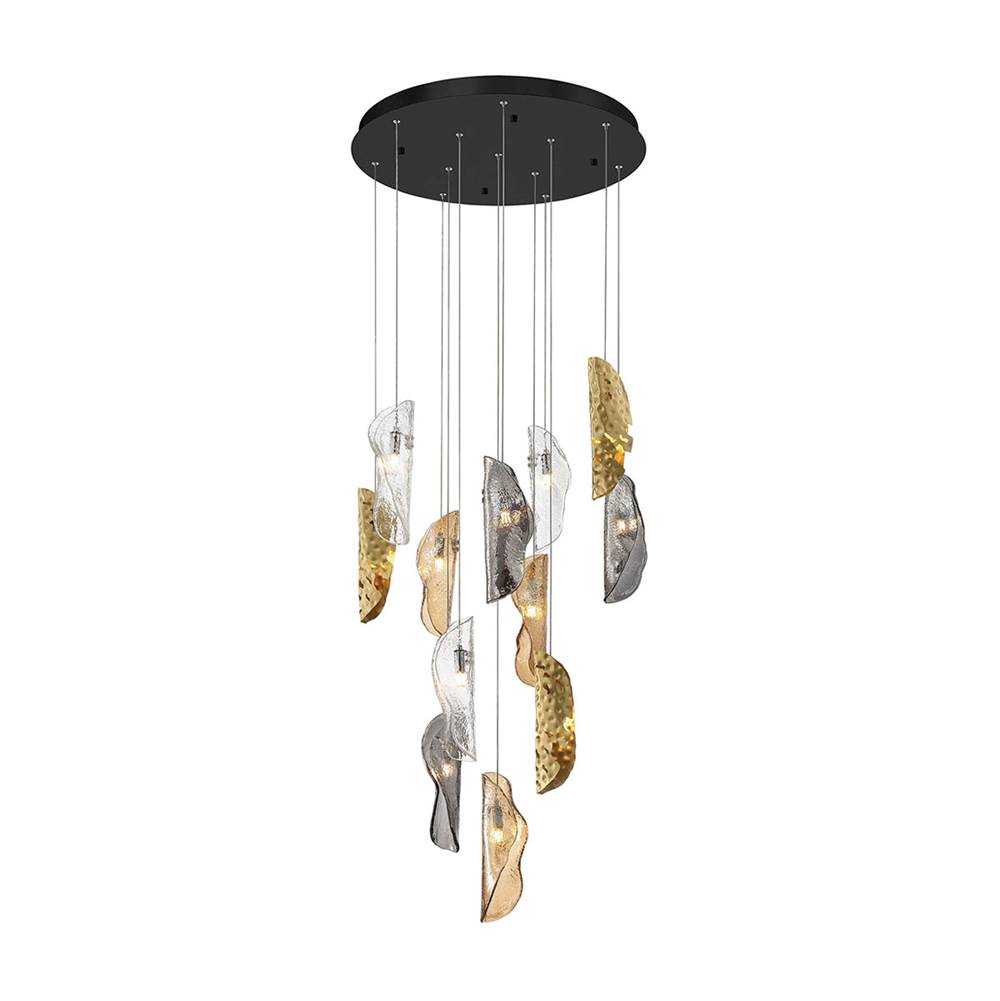 Lib&Co 10164-024-02 Black Sorrento, 12 Light Round Led Chandelier, Mixed With Copper Leaf, Black Canopy Image 1