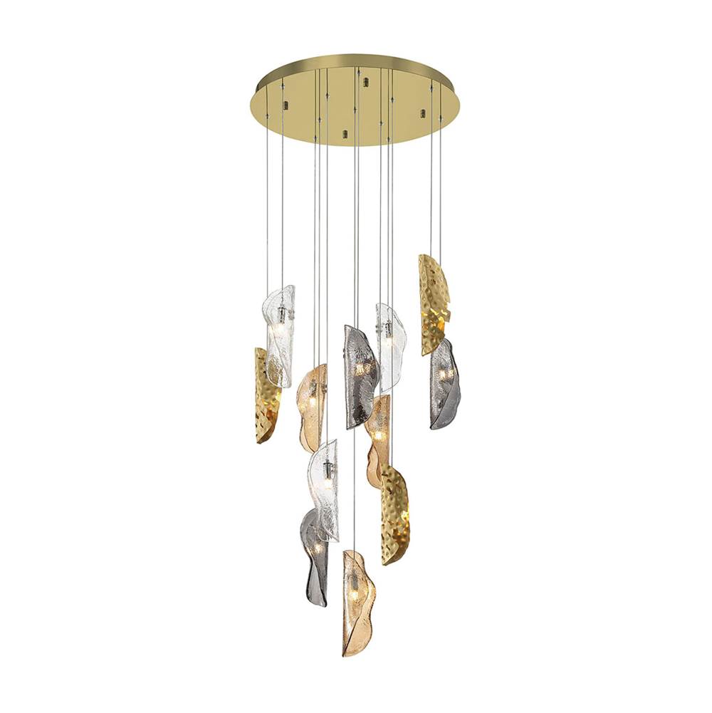Lib&Co 10164-024-07 Gold Sorrento, 12 Light Round Led Chandelier, Mixed With Copper Leaf, Gold Canopy Image 1