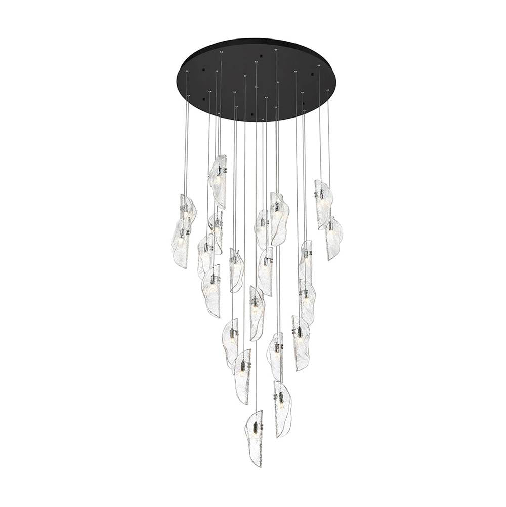Lib&Co 10167-017-02 Black Sorrento, 21 Light Round Led Chandelier, Clear, Black Canopy Image 1