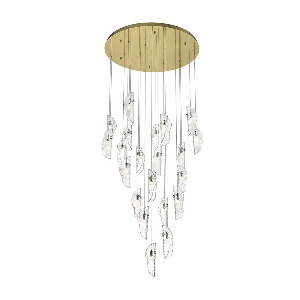 Lib&Co 10167-017-07 Gold Sorrento, 21 Light Round Led Chandelier, Clear, Gold Canopy Image 1