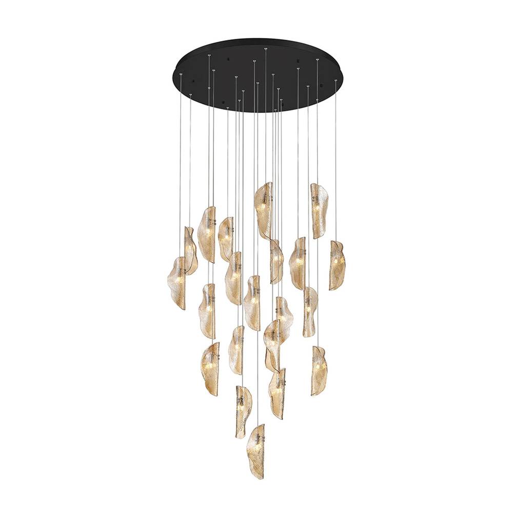 Lib&Co 10167-018-02 Black Sorrento, 21 Light Round Led Chandelier, Amber, Black Canopy Image 1