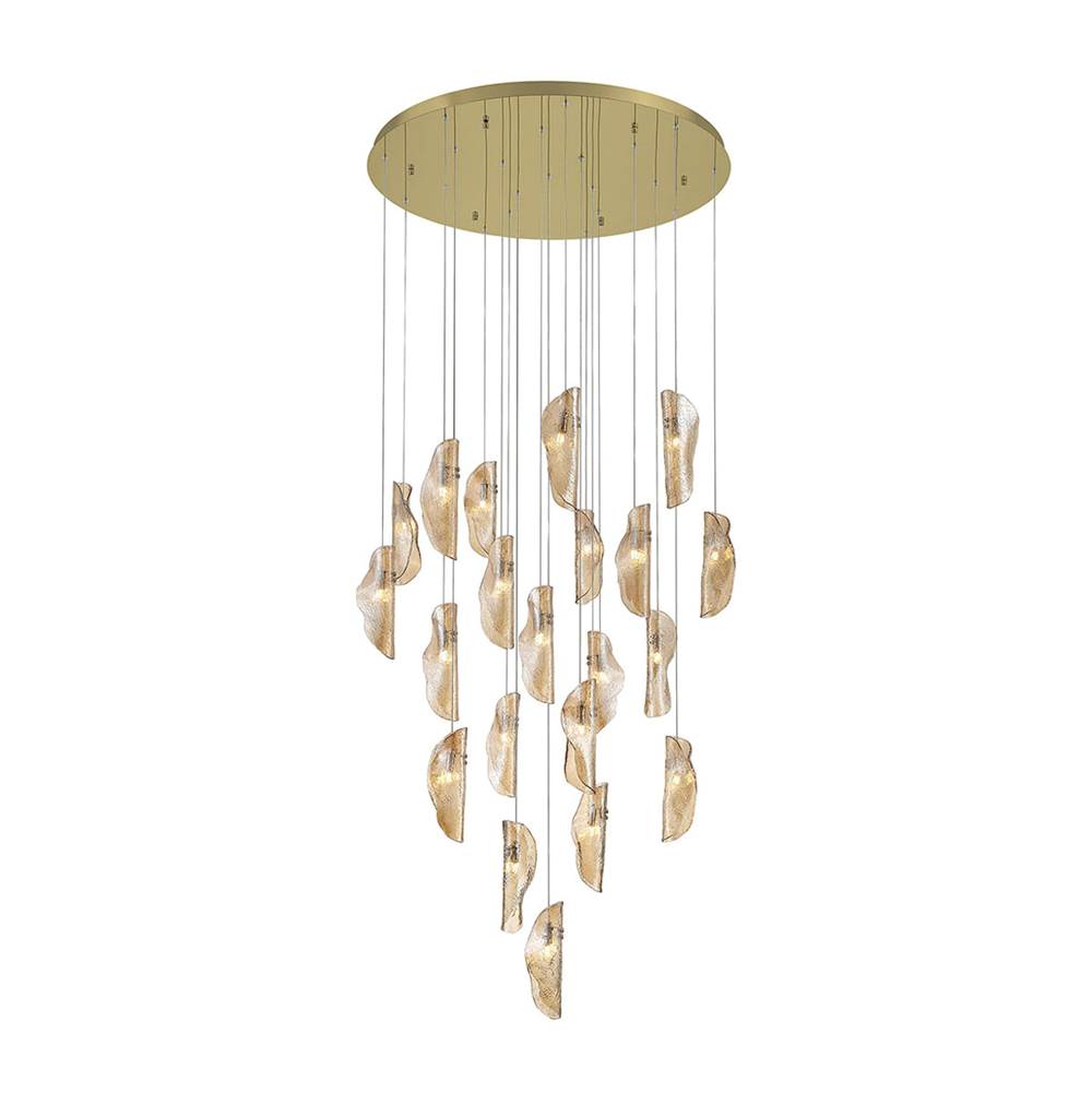 Lib&Co 10167-018-07 Gold Sorrento, 21 Light Round Led Chandelier, Amber, Gold Canopy Image 1