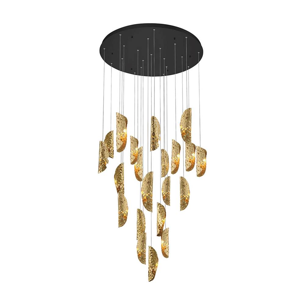 Lib&Co 10167-020-02 Black Sorrento, 21 Light Round Led Chandelier, Copper, Black Canopy Image 1