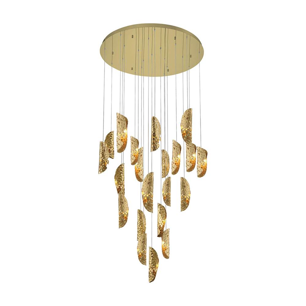 Lib&Co 10167-020-07 Gold Sorrento, 21 Light Round Led Chandelier, Copper, Gold Canopy Image 1