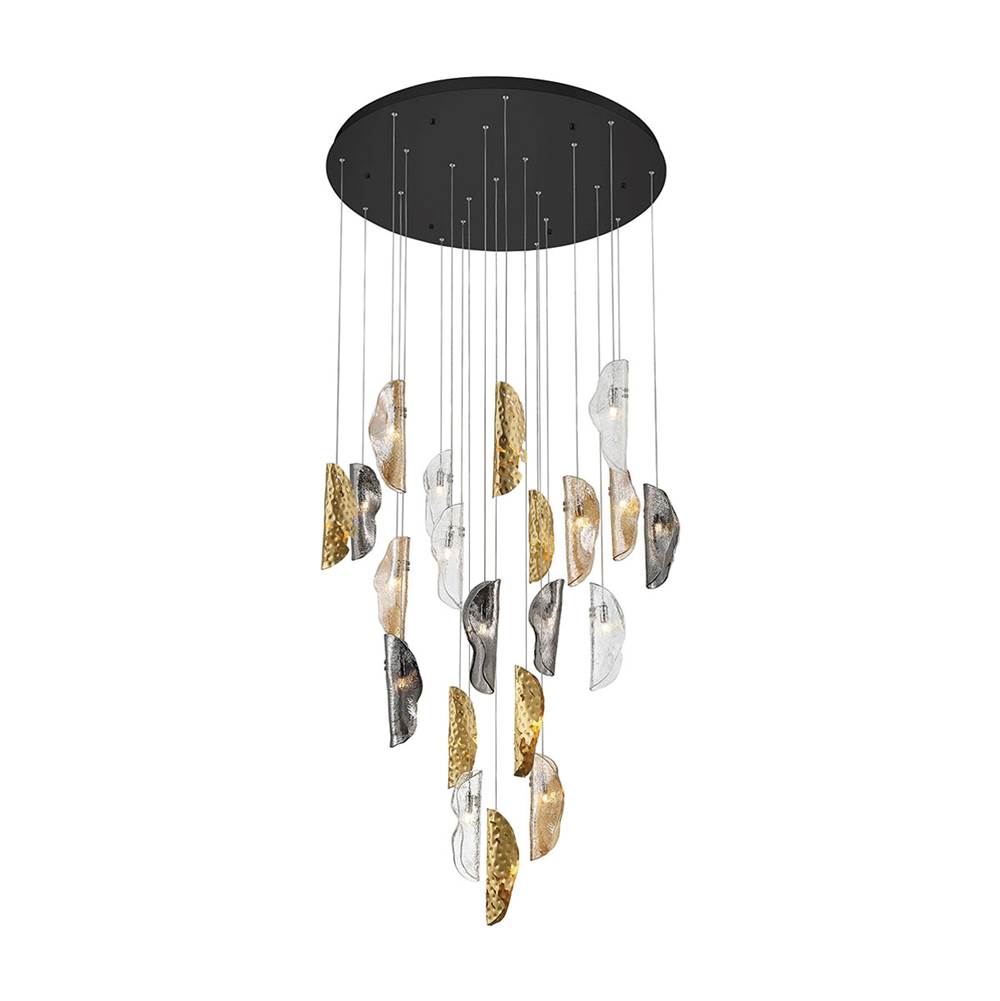 Lib&Co 10167-024-02 Black Sorrento, 21 Light Round Led Chandelier, Mixed With Copper Leaf, Black Canopy Image 1