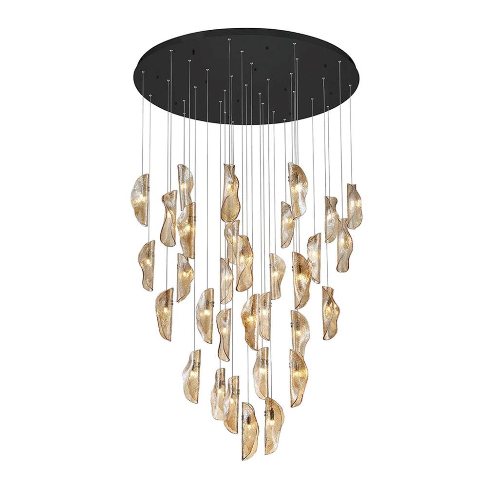 Lib&Co 10169-018-02 Black Sorrento, 32 Light Led Grand Chandelier, Amber, Black Canopy Image 1