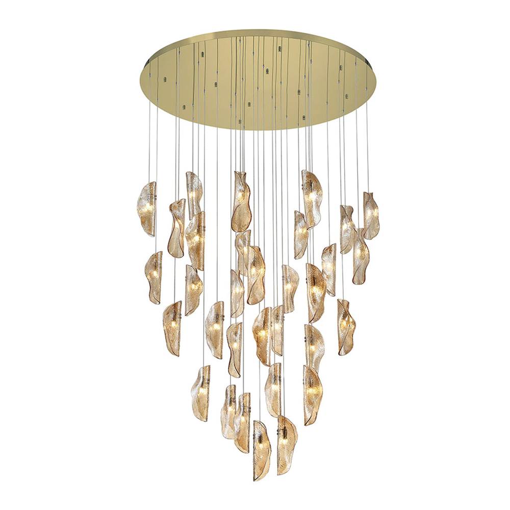 Lib&Co 10169-018-07 Gold Sorrento, 32 Light Led Grand Chandelier, Amber, Gold Canopy Image 1