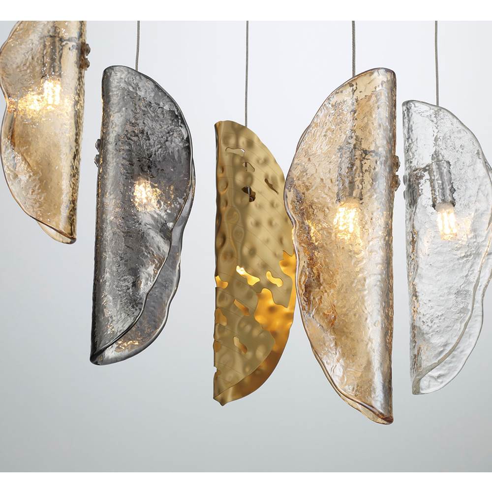 Lib&Co Sorrento, 32 Light Led Grand Chandelier, Mixed With Copper Leaf, Chrome Canopy