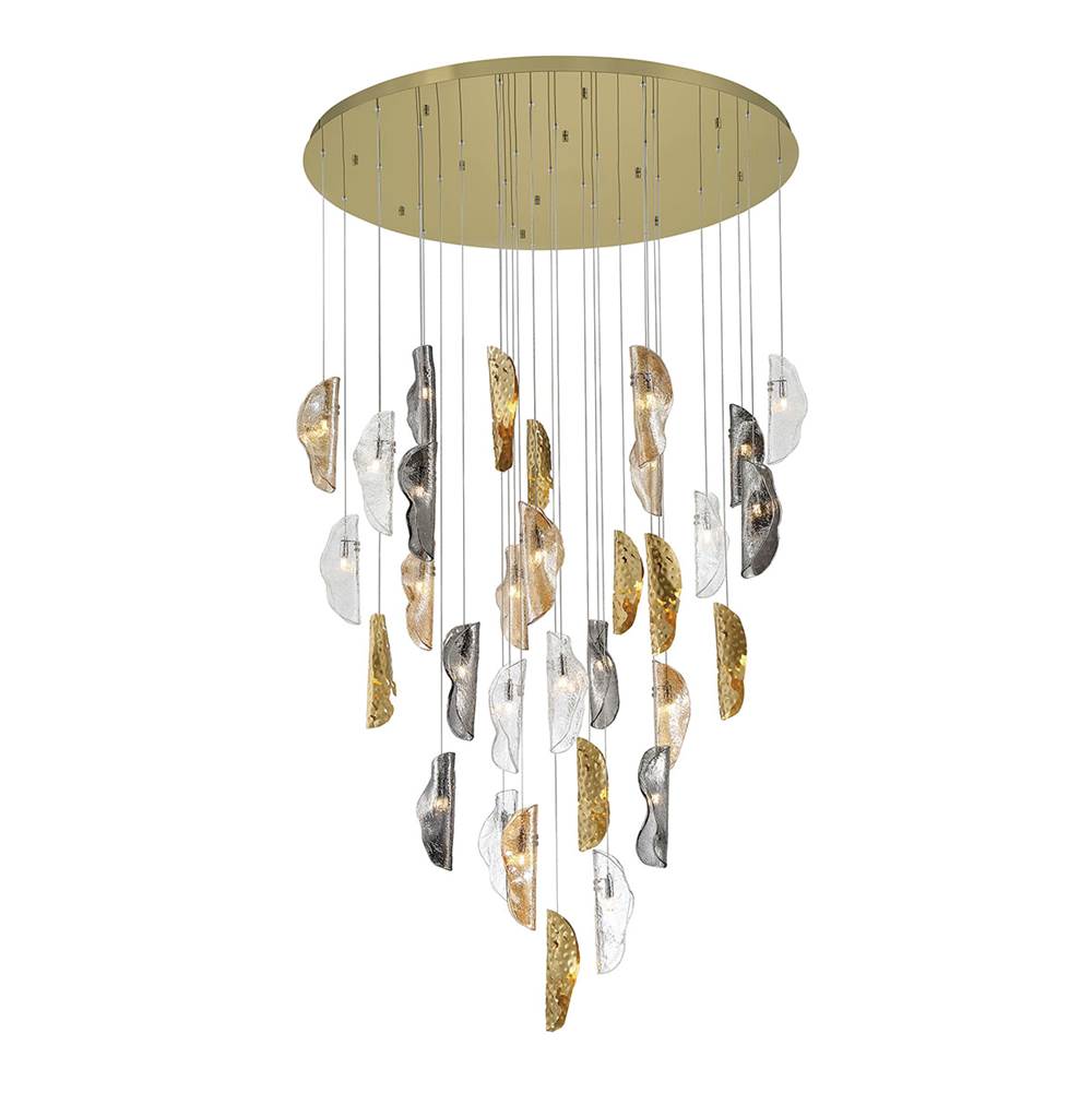 Lib&Co 10169-024-07 Gold Sorrento, 32 Light Led Grand Chandelier, Mixed With Copper Leaf, Gold Canopy Image 1