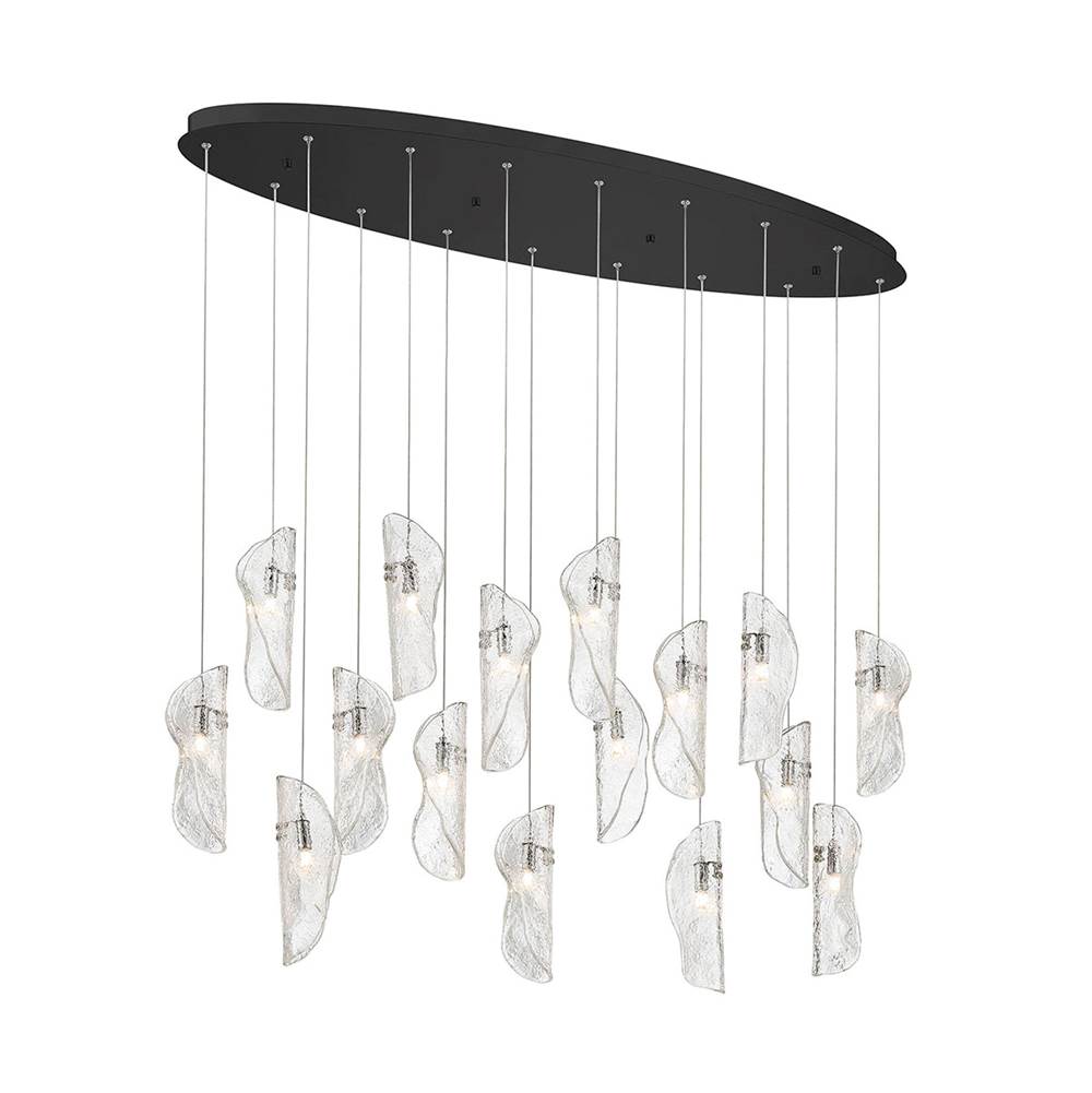 Lib&Co 10172-017-02 Black Sorrento, 16 Light Oval Led Chandelier, Clear, Black Canopy Image 1