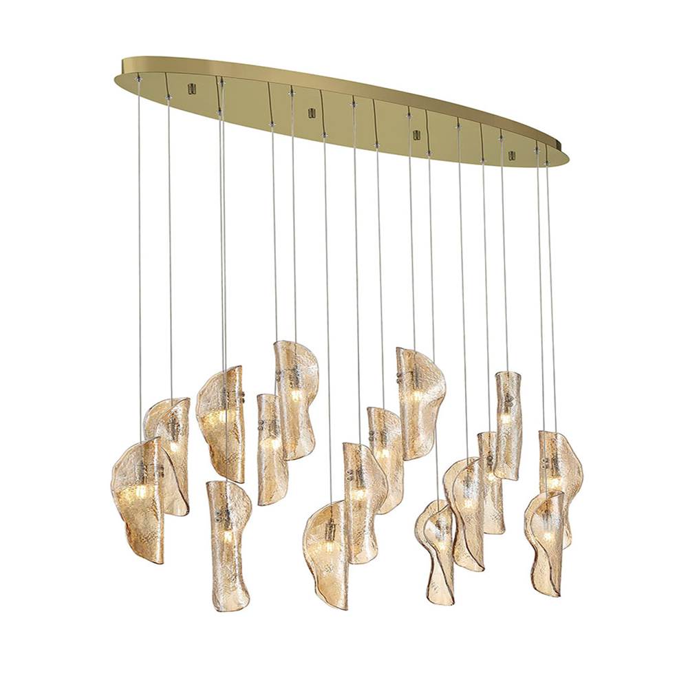 Lib&Co 10172-018-07 Gold Sorrento, 16 Light Oval Led Chandelier, Amber, Gold Canopy Image 1