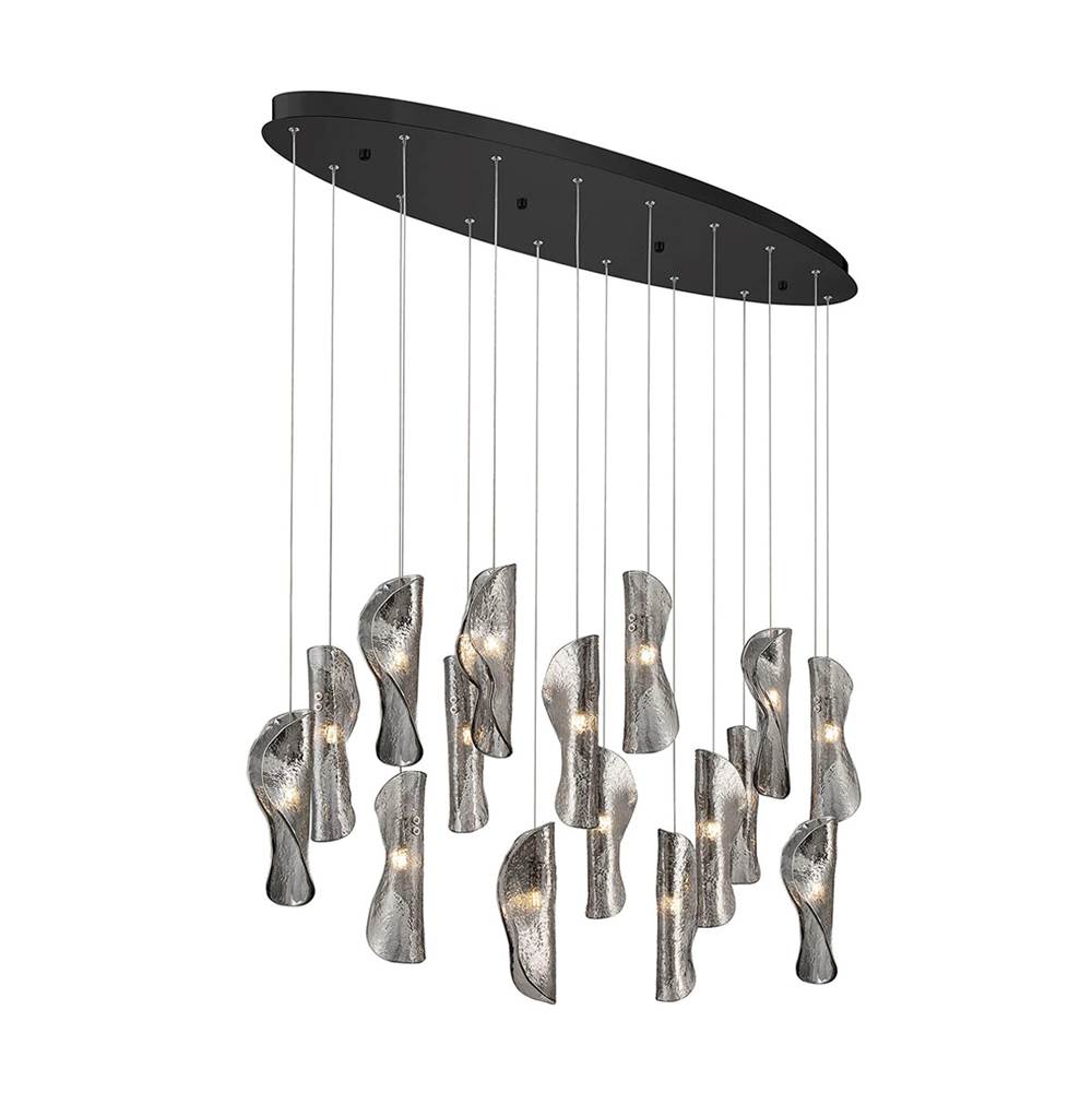 Lib&Co 10172-019-02 Black Sorrento, 16 Light Oval Led Chandelier, Smoke, Black Canopy Image 1