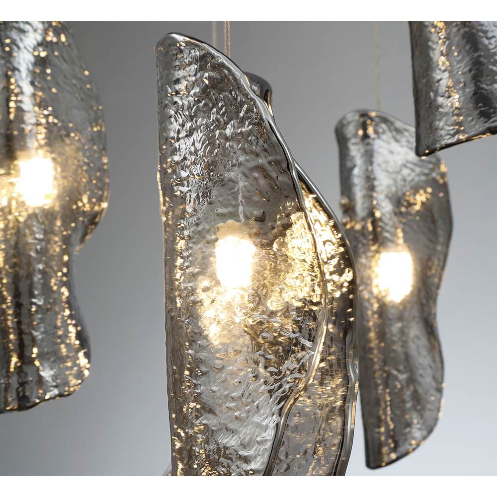 Lib&Co Sorrento, 16 Light Oval Led Chandelier, Smoke, Chrome Canopy