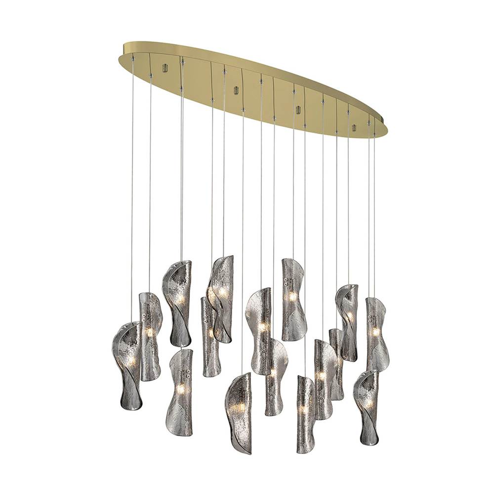 Lib&Co 10172-019-07 Gold Sorrento, 16 Light Oval Led Chandelier, Smoke, Gold Canopy Image 1