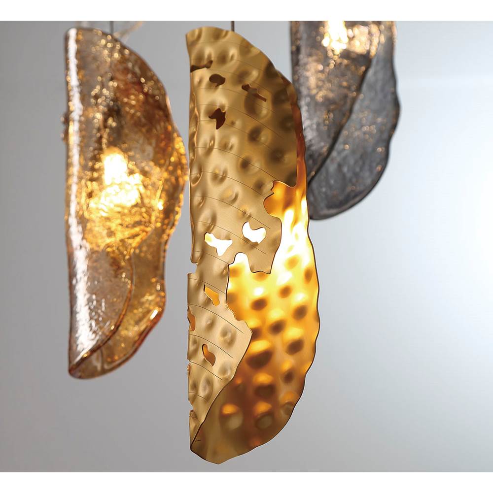 Lib&Co Sorrento, 16 Light Oval Led Chandelier, Copper, Black Canopy