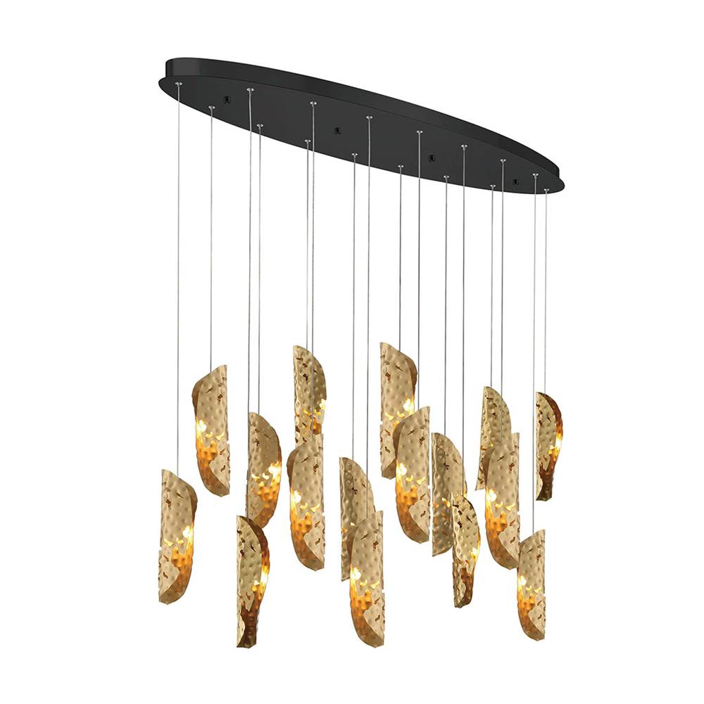 Lib&Co 10172-020-02 Black Sorrento, 16 Light Oval Led Chandelier, Copper, Black Canopy Image 1