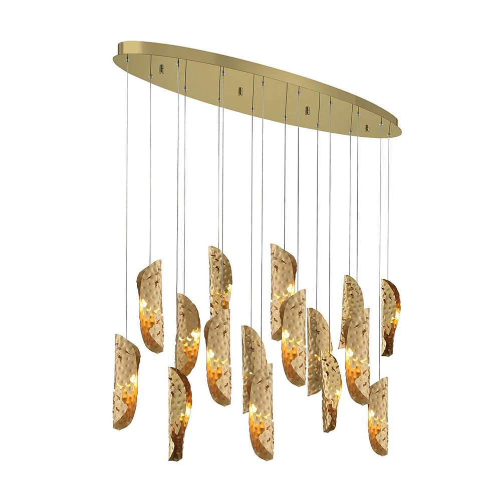 Lib&Co 10172-020-07 Gold Sorrento, 16 Light Oval Led Chandelier, Copper, Gold Canopy Image 1