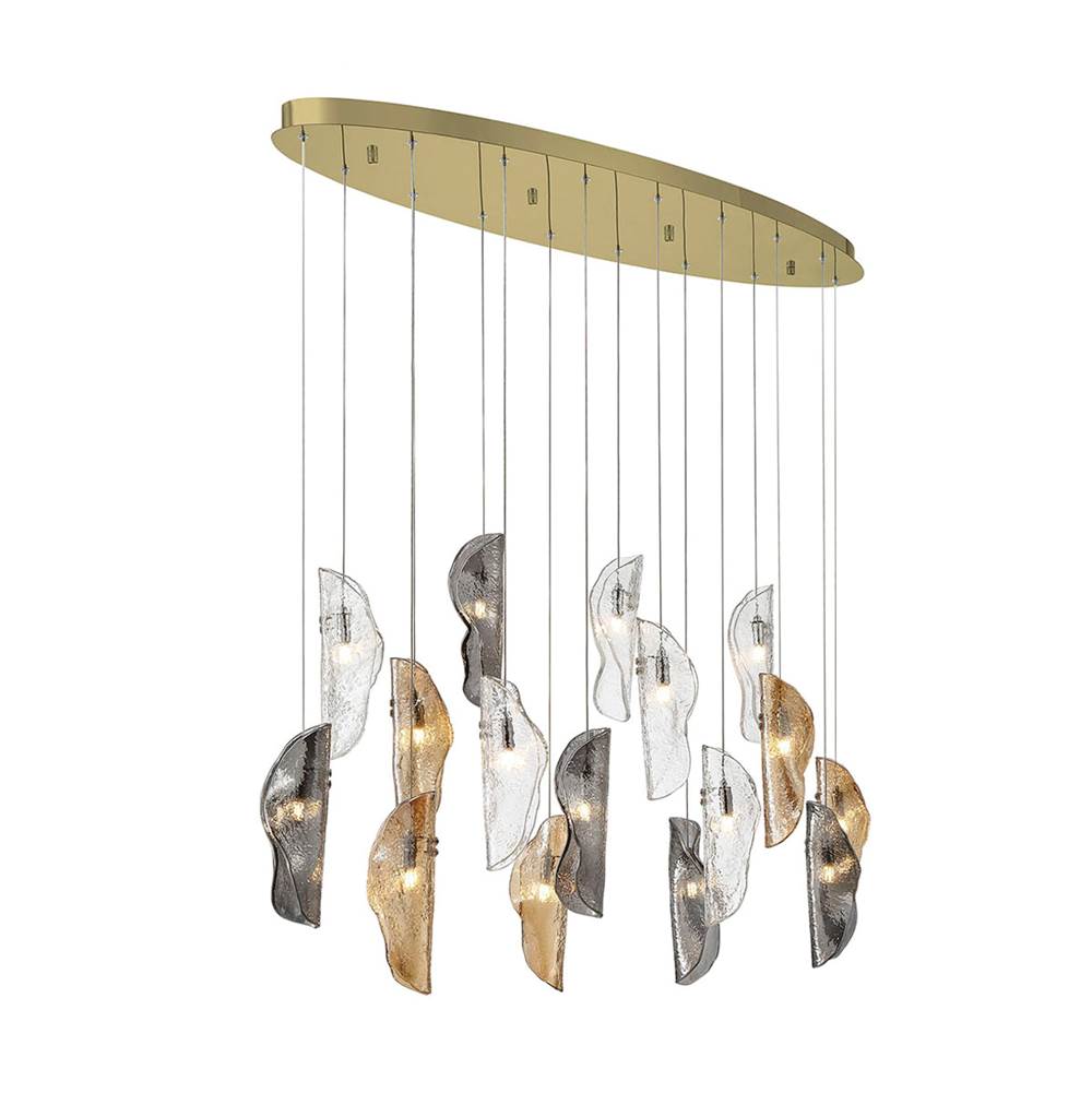 Lib&Co 10172-023-07 Gold Sorrento, 16 Light Oval Led Chandelier, Mixed, Gold Canopy Image 1