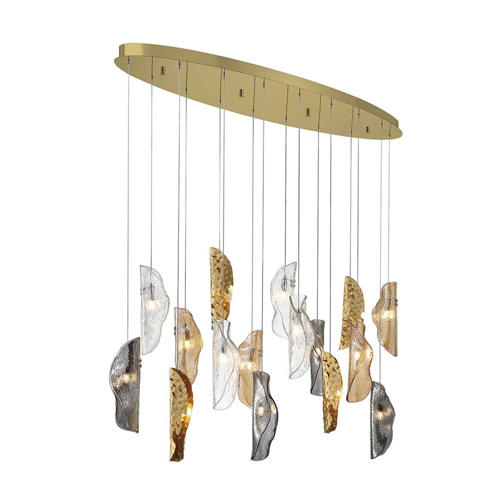 Lib&Co 10172-024-07 Gold Sorrento, 16 Light Oval Led Chandelier, Mixed With Copper Leaf, Gold Canopy Image 1