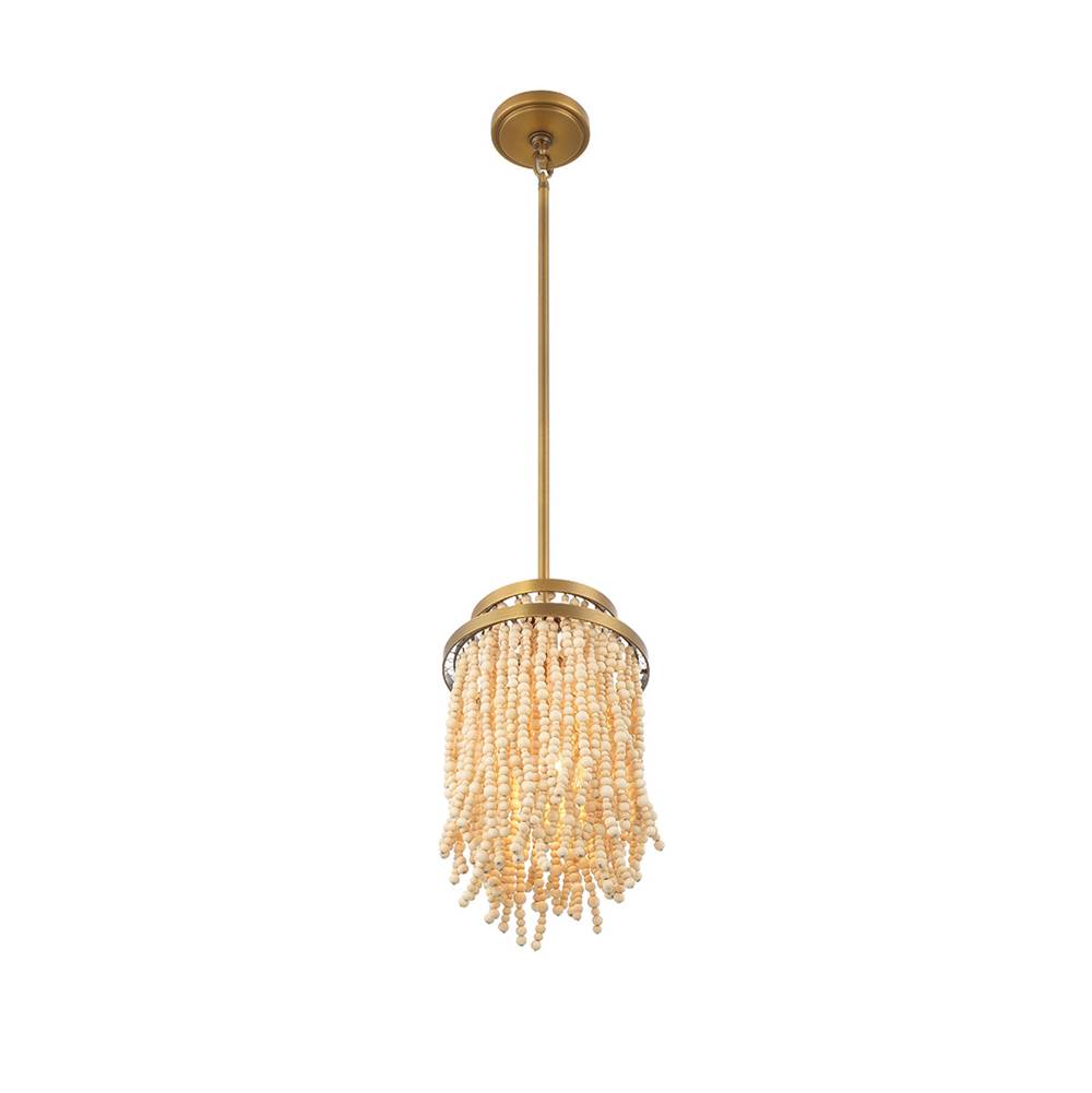 Lib&Co Molfetta, 1 Light Pendant, Antique Brass With Cream Beads