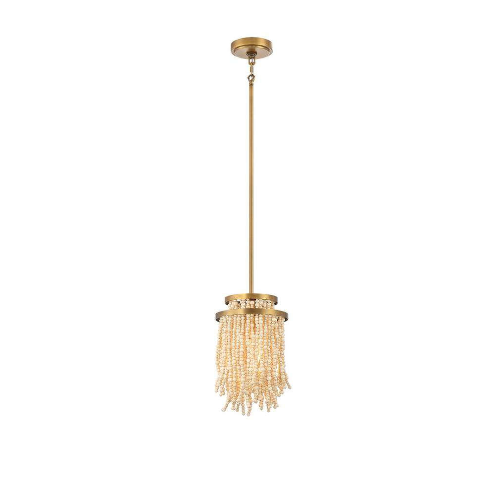 Lib&Co 10179-025 Antique Brass Molfetta, 1 Light Pendant, Antique Brass With Cream Beads Image 1