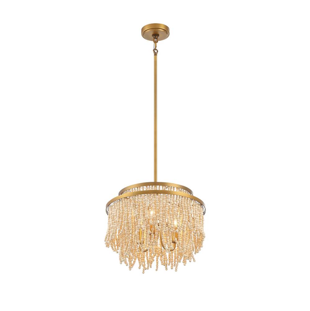 Lib&Co 10180-025 Antique Brass Molfetta, 3 Light Convertible Flushmount,pendant, Antique Brass With Cream Beads Image 2