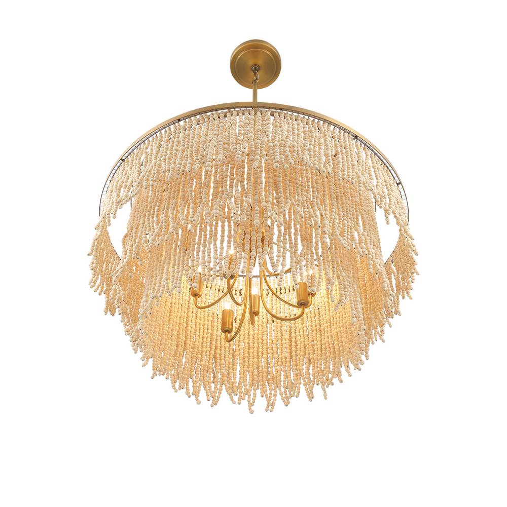 Lib&Co 10182-025 Antique Brass Molfetta, 9 Light Chandelier, Antique Brass With Cream Beads Image 5
