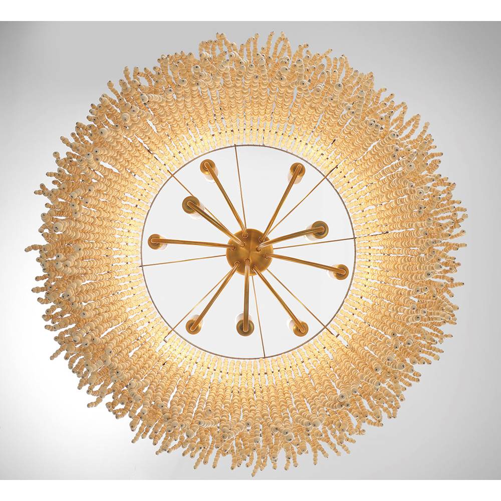 Lib&Co 10182-025 Antique Brass Molfetta, 9 Light Chandelier, Antique Brass With Cream Beads Image 4