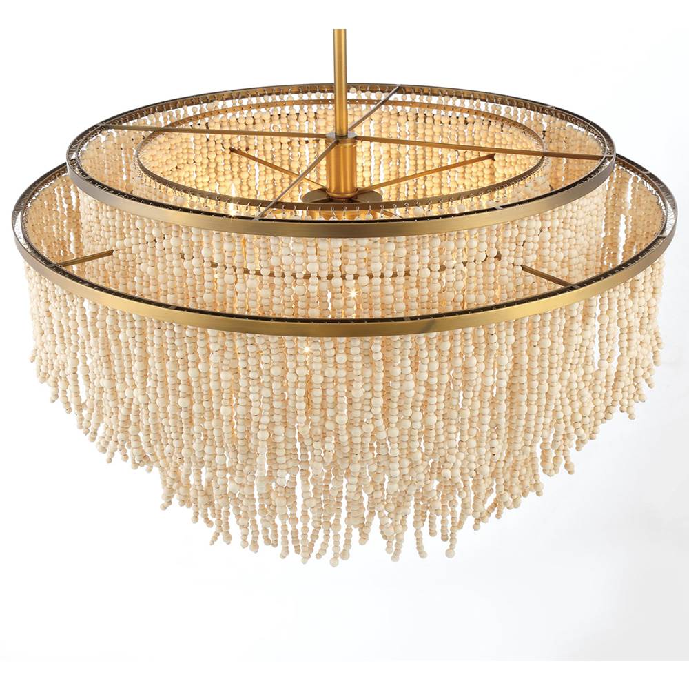 Lib&Co 10182-025 Antique Brass Molfetta, 9 Light Chandelier, Antique Brass With Cream Beads Image 3