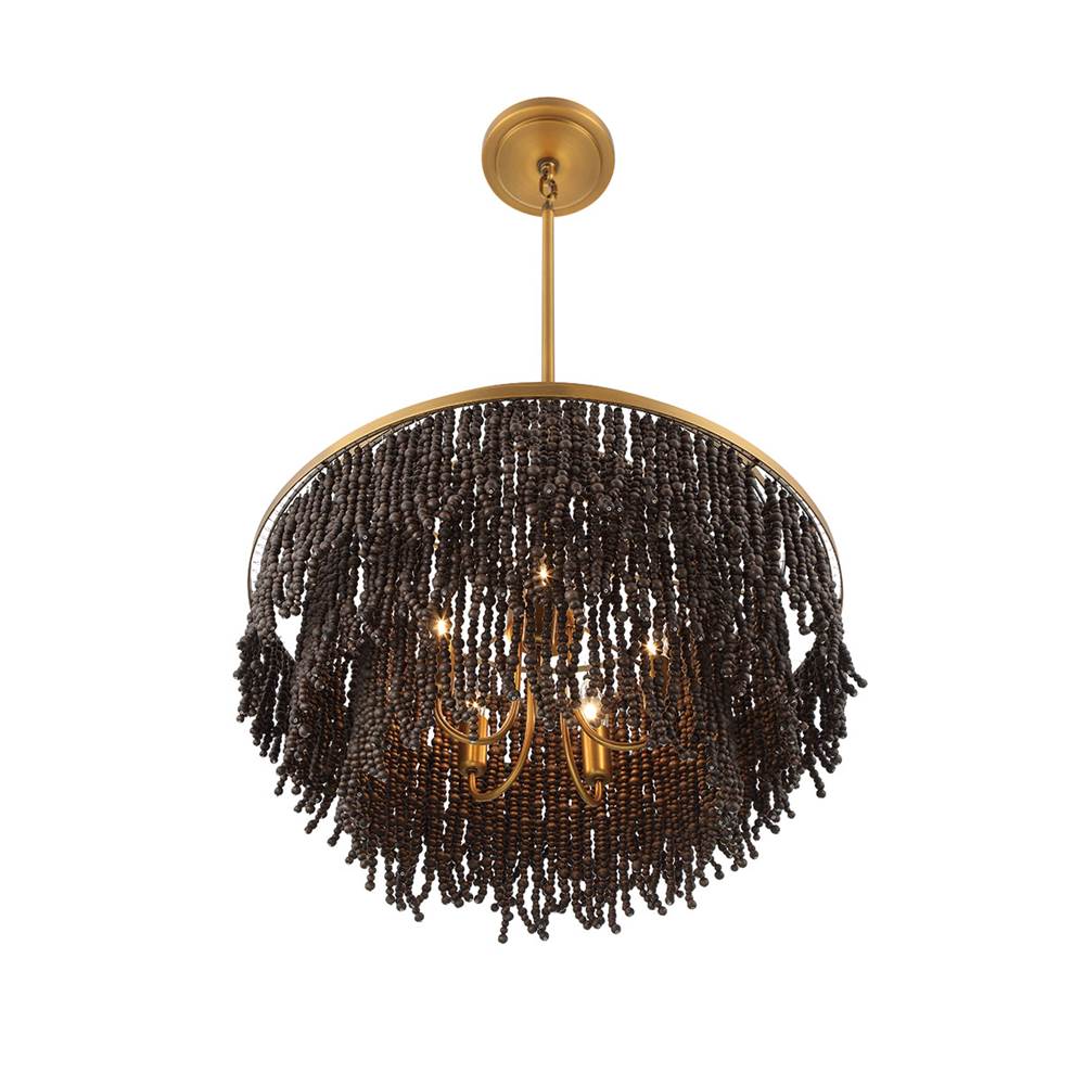 Lib&Co Molfetta, 9 Light Chandelier, Antique Brass With Black Beads