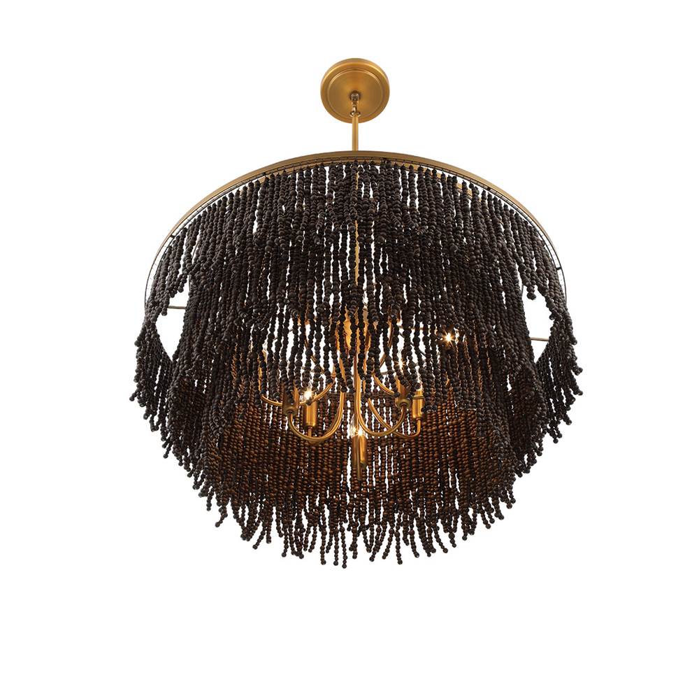Lib&Co 10182-026 Antique Brass Molfetta, 9 Light Chandelier, Antique Brass With Black Beads Image 6