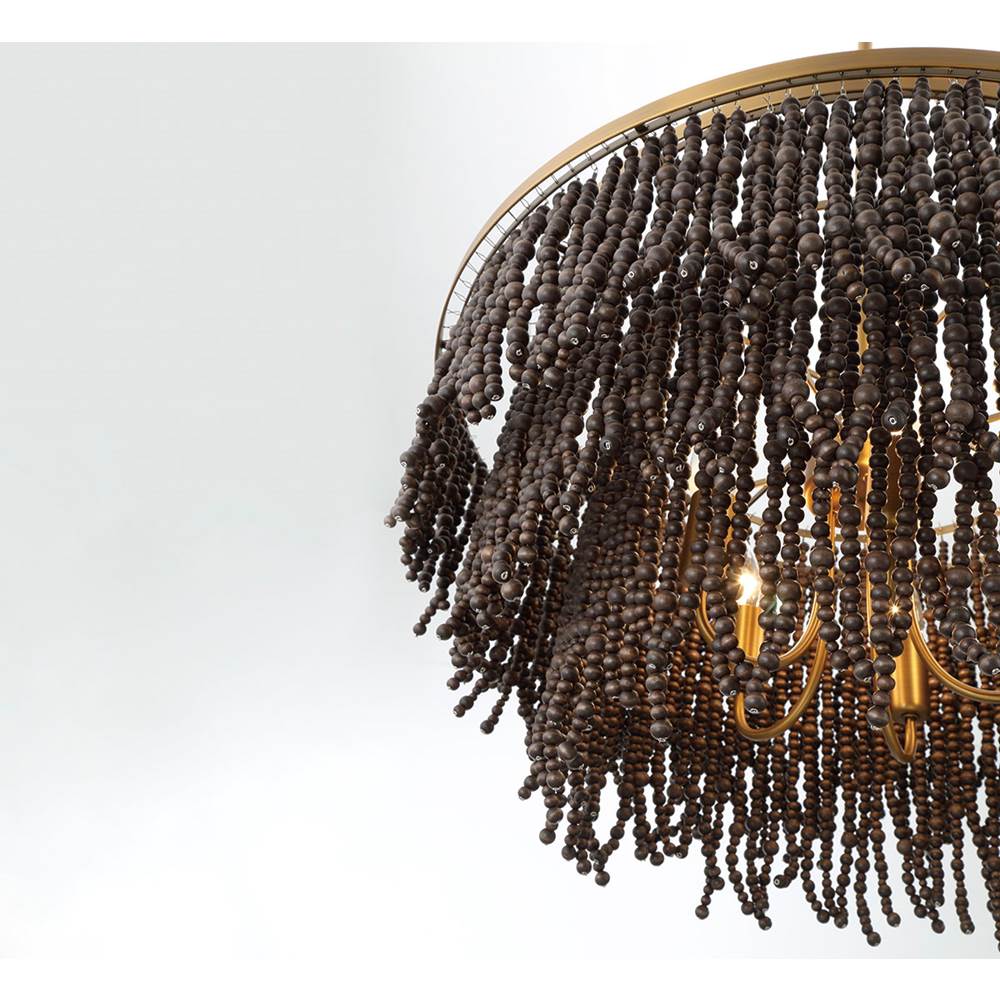 Lib&Co 10182-026 Antique Brass Molfetta, 9 Light Chandelier, Antique Brass With Black Beads Image 4