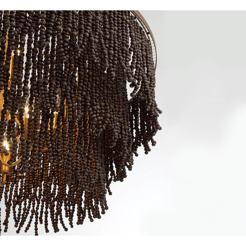 Lib&Co 10182-026 Antique Brass Molfetta, 9 Light Chandelier, Antique Brass With Black Beads Image 3
