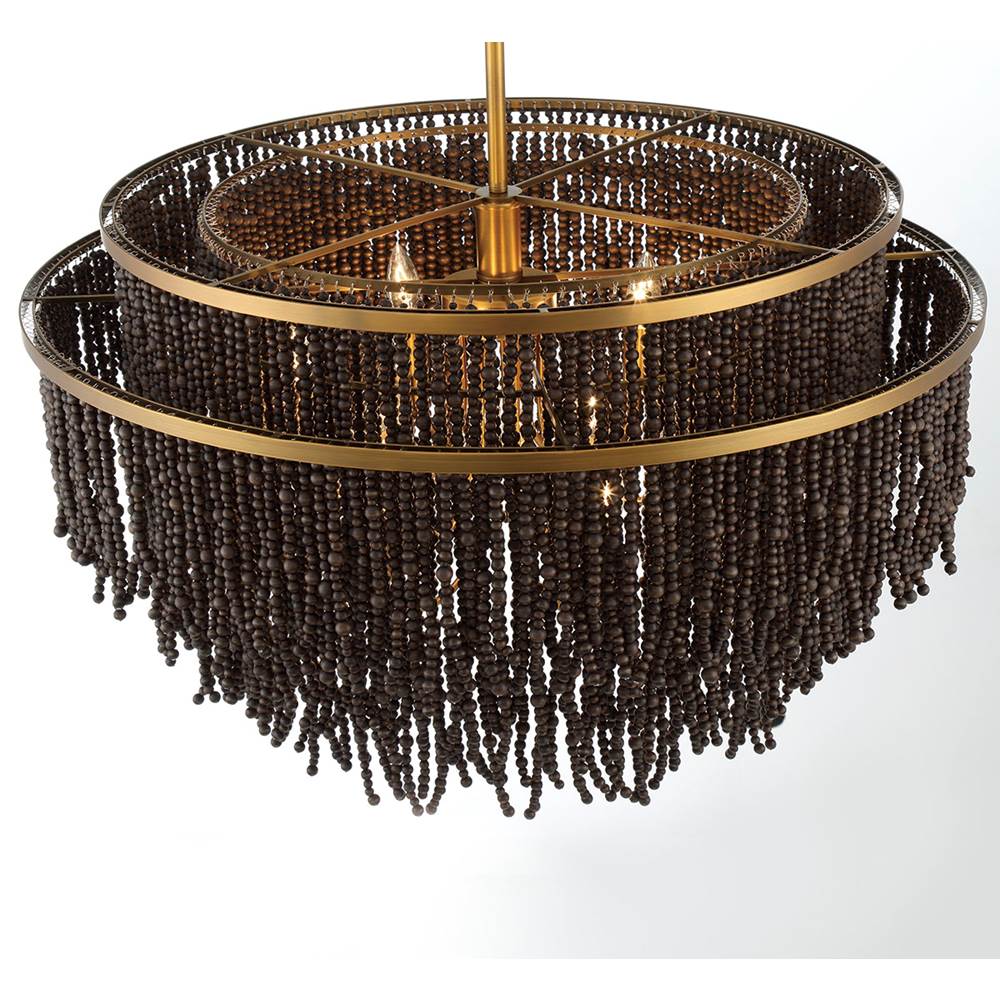 Lib&Co 10182-026 Antique Brass Molfetta, 9 Light Chandelier, Antique Brass With Black Beads Image 2