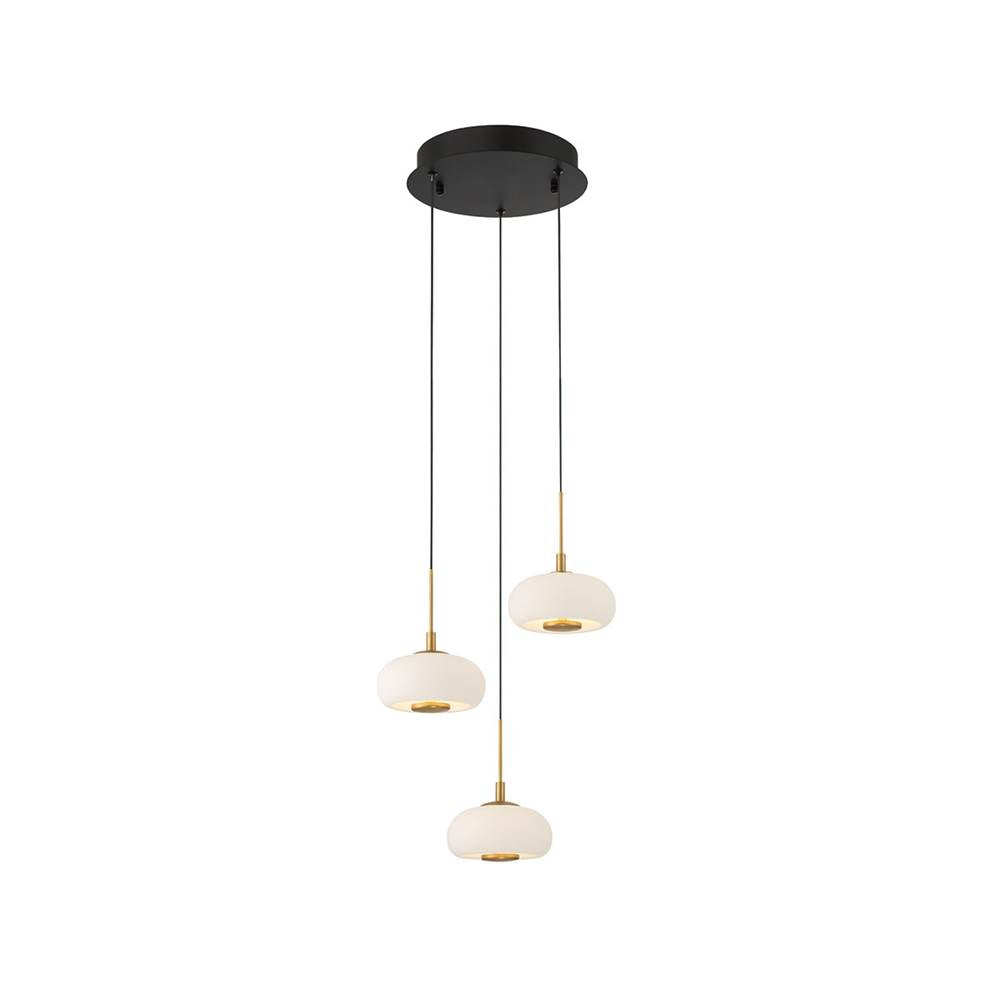 Lib&Co 10194-02 Matte Black Adelfia, 3 Light Round Led Pendant, Matte Black Image 1