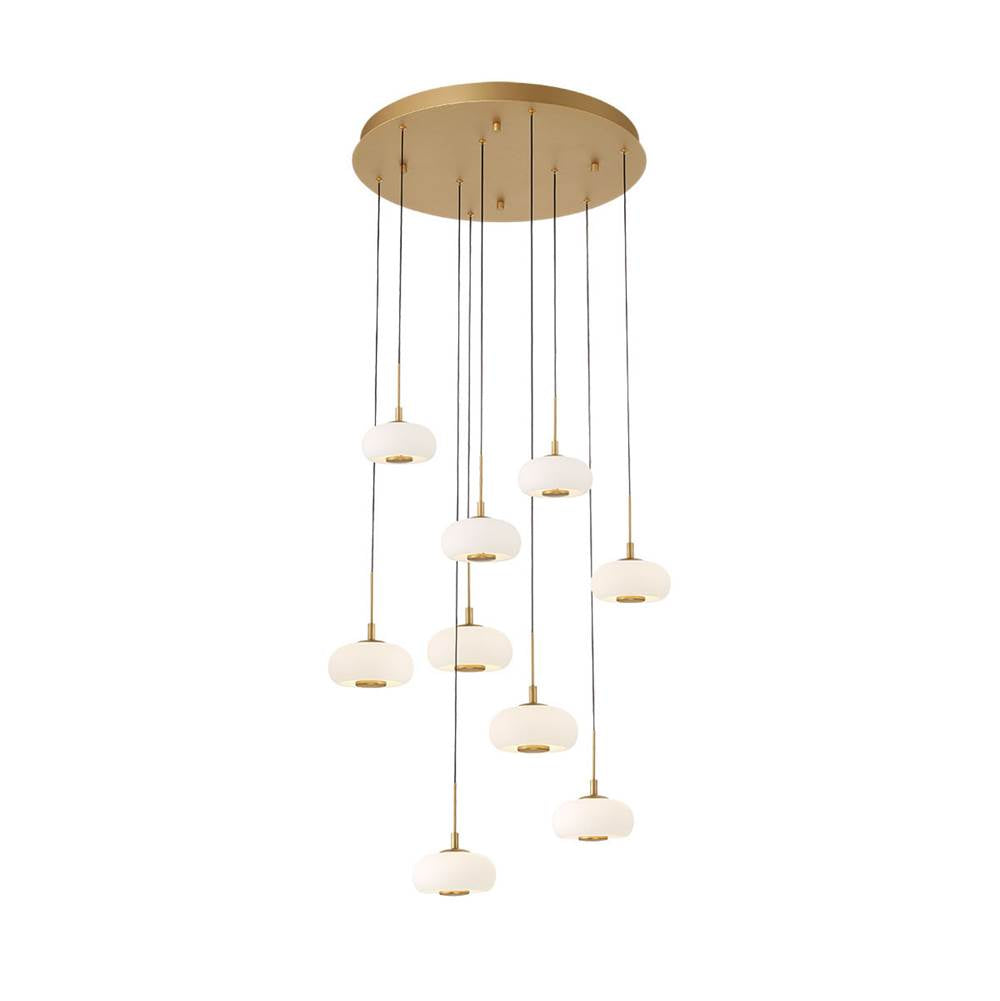 Lib&Co Adelfia, 9 Light Round Led Chandelier, Painted Antique Brass