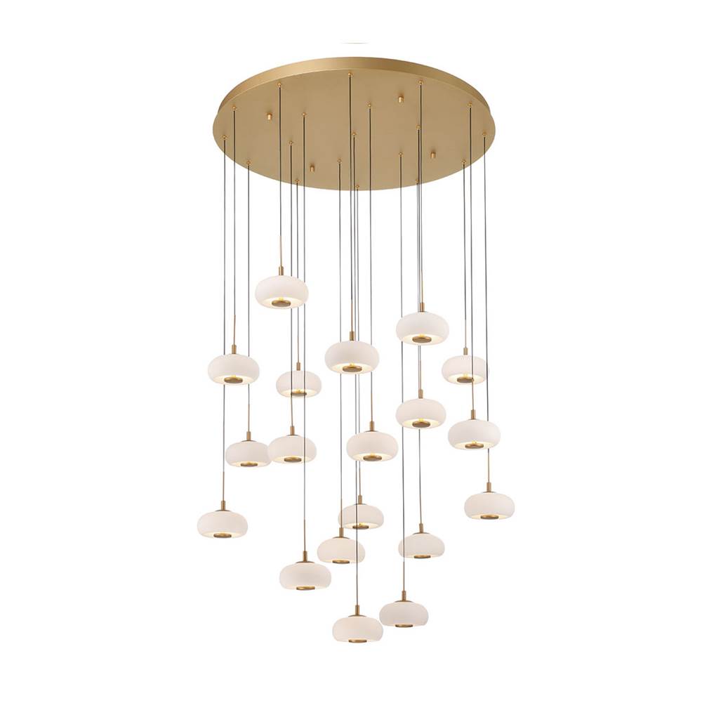 Lib&Co Adelfia, 19 Light Round Led Chandelier, Painted Antique Brass