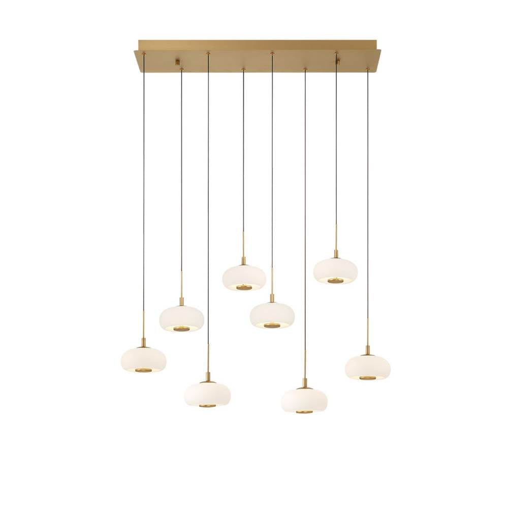 Lib&Co Adelfia, 8 Light Rectangular Led Chandelier, Painted Antique Brass