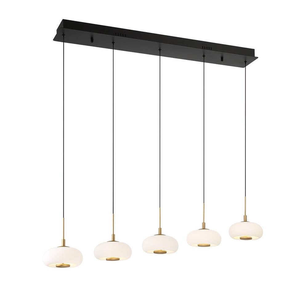 Lib&Co Adelfia, 5 Light Linear Led Chandelier, Matte Black