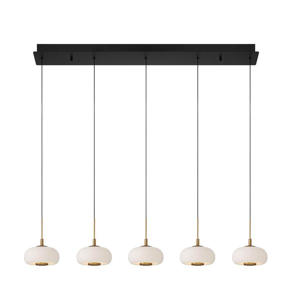 Lib&Co 10199-02 Matte Black Adelfia, 5 Light Linear Led Chandelier, Matte Black Image 1