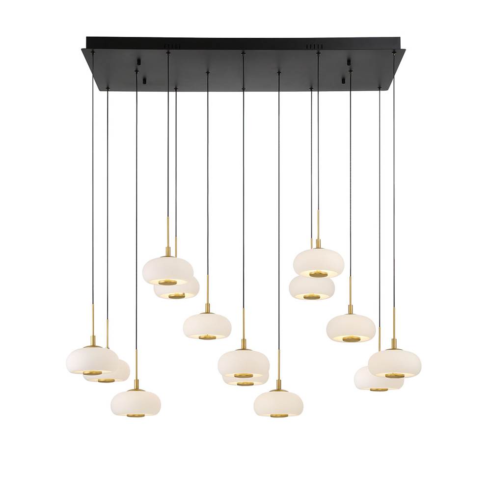 Lib&Co Adelfia, 14 Light Rectangular Led Chandelier, Matte Black