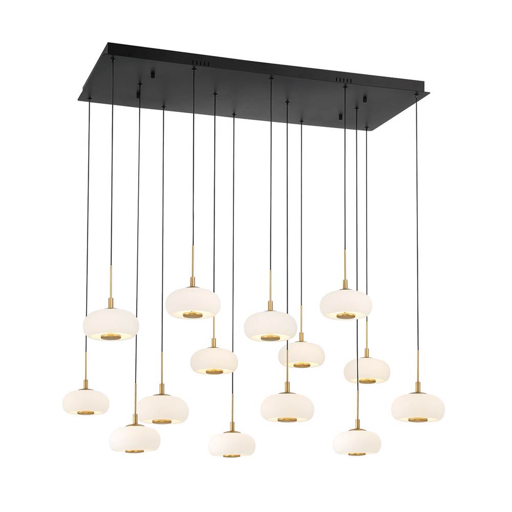 Lib&Co 10200-02 Matte Black Adelfia, 14 Light Rectangular Led Chandelier, Matte Black Image 1