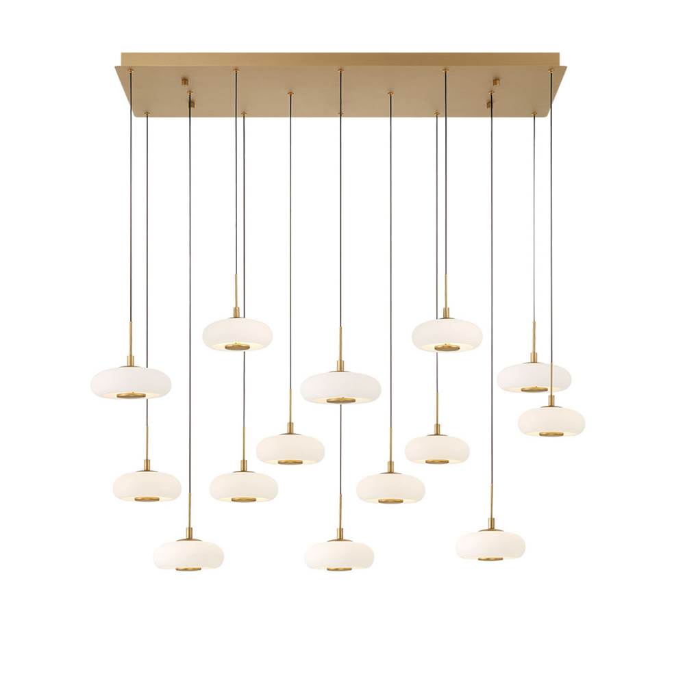 Lib&Co Adelfia, 14 Light Rectangular Led Chandelier, Painted Antique Brass