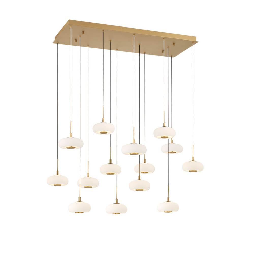 Lib&Co 10200-030 Antique Brass Adelfia, 14 Light Rectangular Led Chandelier, Painted Antique Brass Image 1