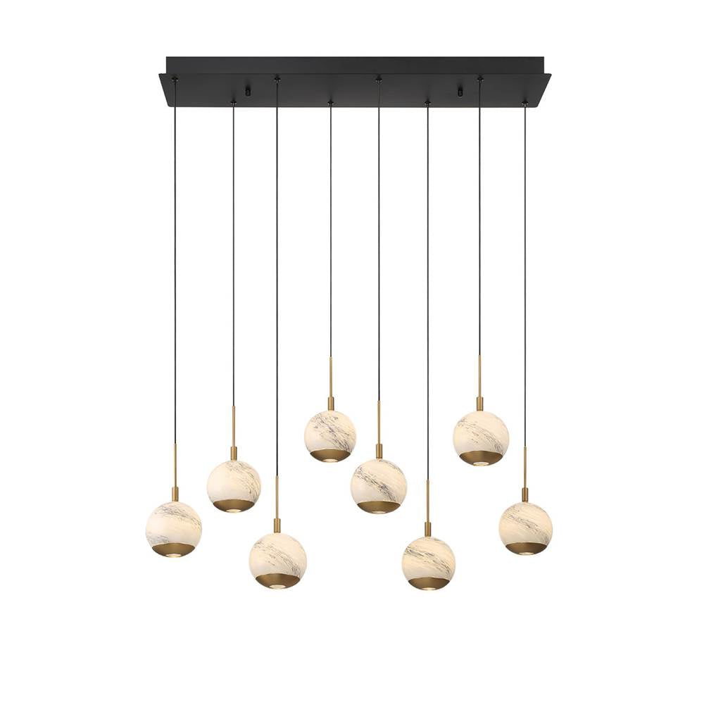 Lib&Co Baveno, 8 Light Rectangular Led Chandelier, Matte Black