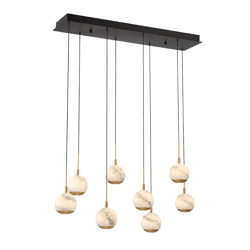Lib&Co 10207-02 Matte Black Baveno, 8 Light Rectangular Led Chandelier, Matte Black Image 1