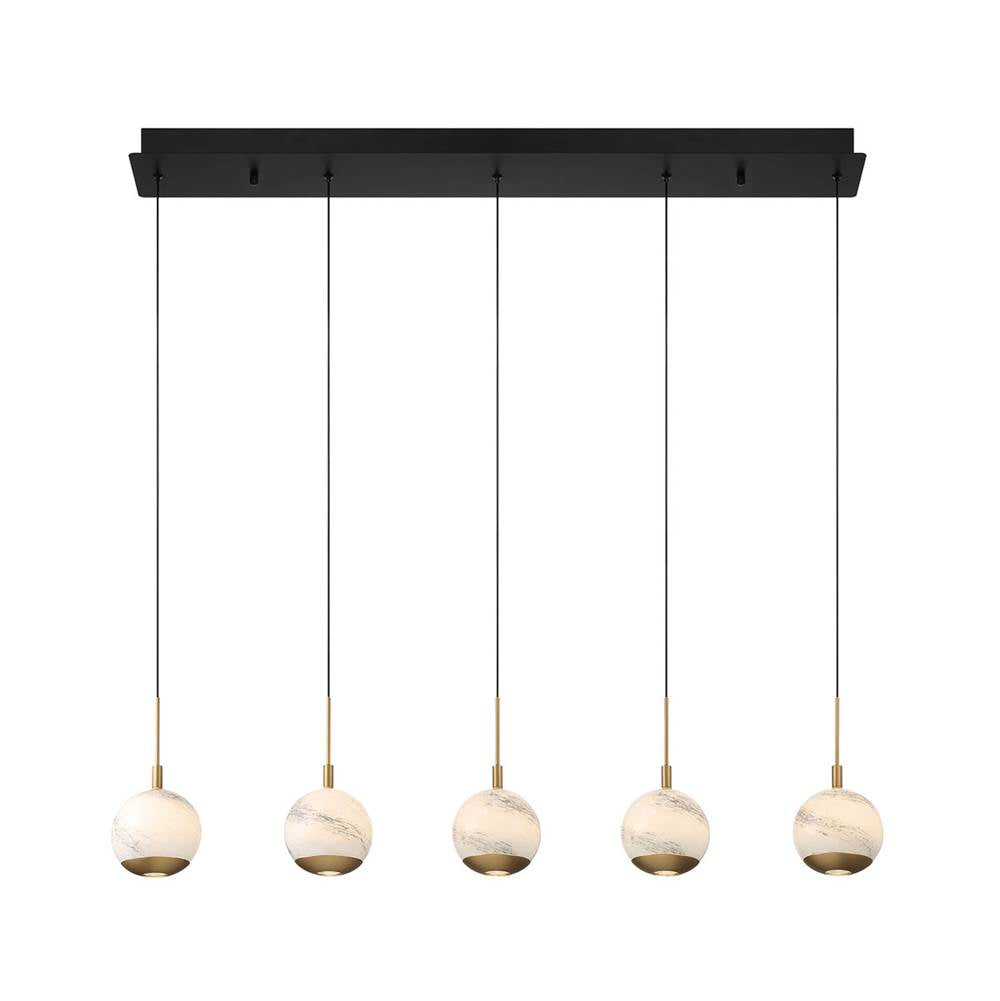 Lib&Co 10208-02 Matte Black Baveno, 5 Light Linear Led Chandelier, Matte Black Image 1