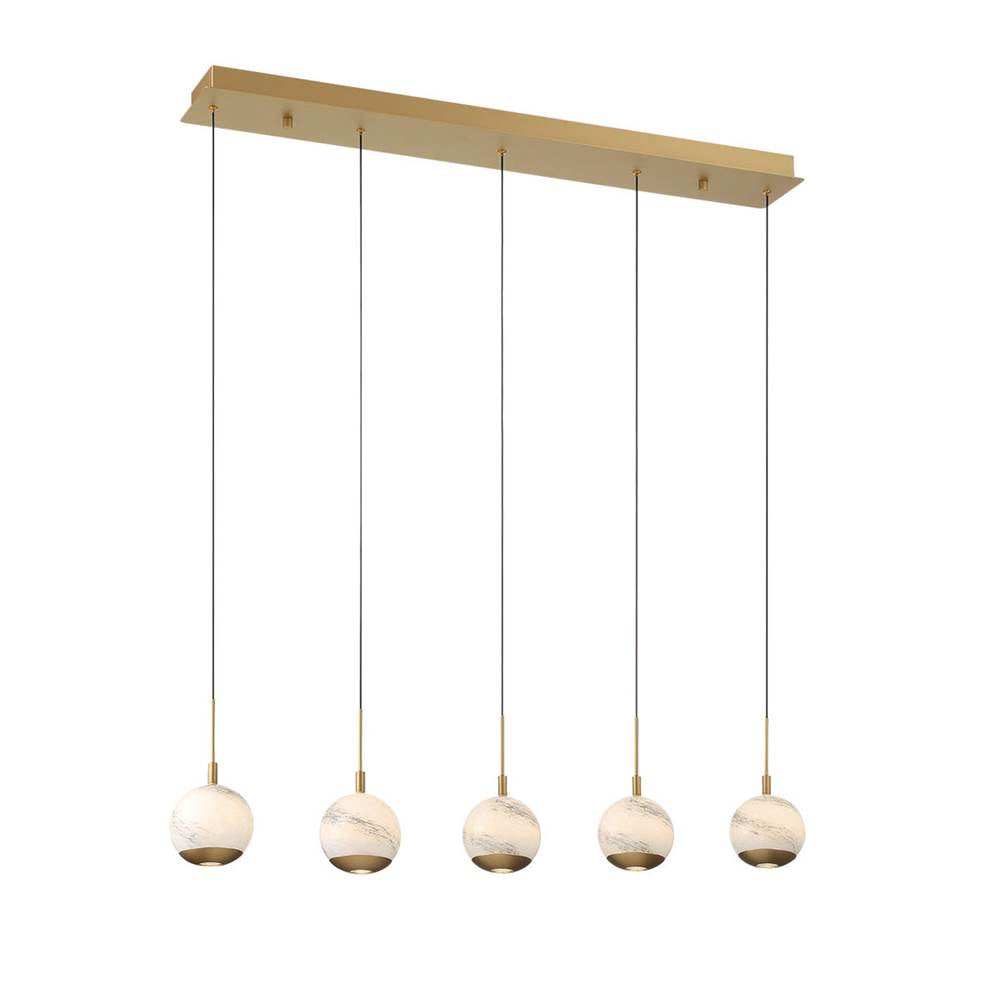 Lib&Co 10208-030 Painted Antique Brass Baveno, 5 Light Linear Led Chandelier, Painted Antique Brass Image 1