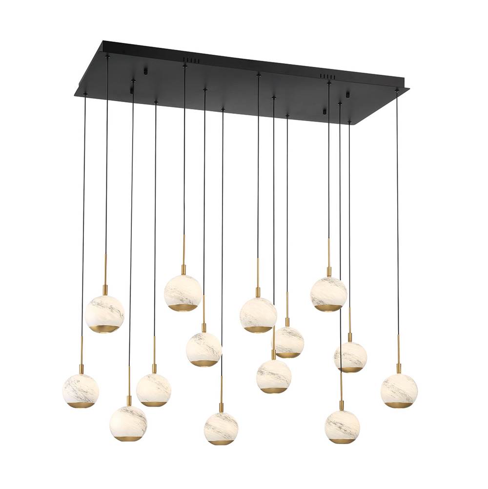 Lib&Co 10209-02 Matte Black Baveno, 14 Light Rectangular Led Chandelier, Matte Black Image 1